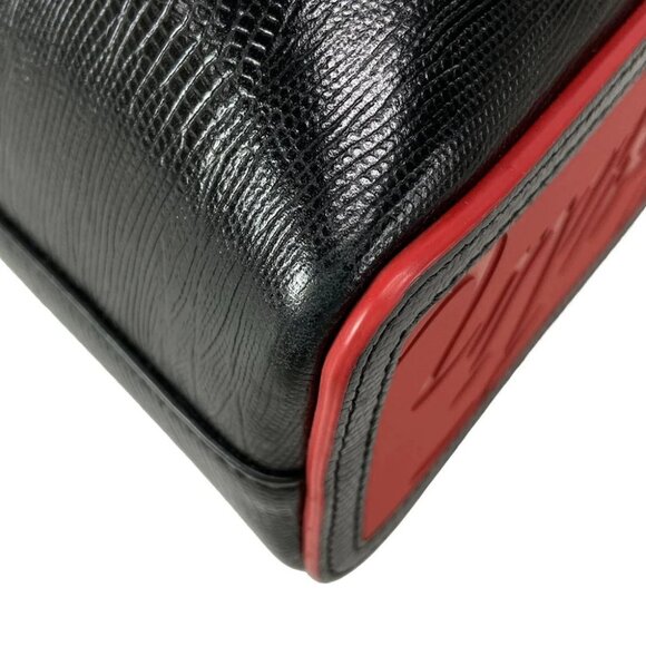 Auth CHRISTIAN LOUBOUTIN Hippolock Mini Black Red Leather Rubber - Picture 6 of 14